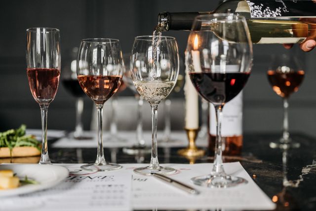 wine tasting setup